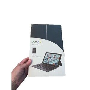 Nook Solid Black Smart Keyboard Cover For Nook Tablet 10.1 With Stand Brand New